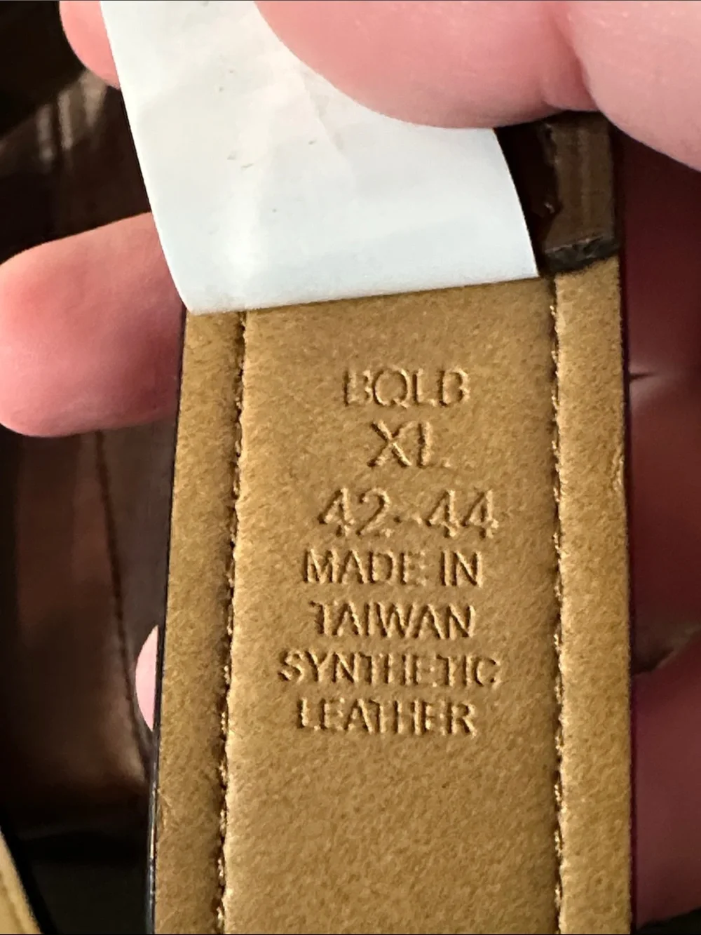 Stafford Brown faux Leather Belt with Brass-Tone Buckle